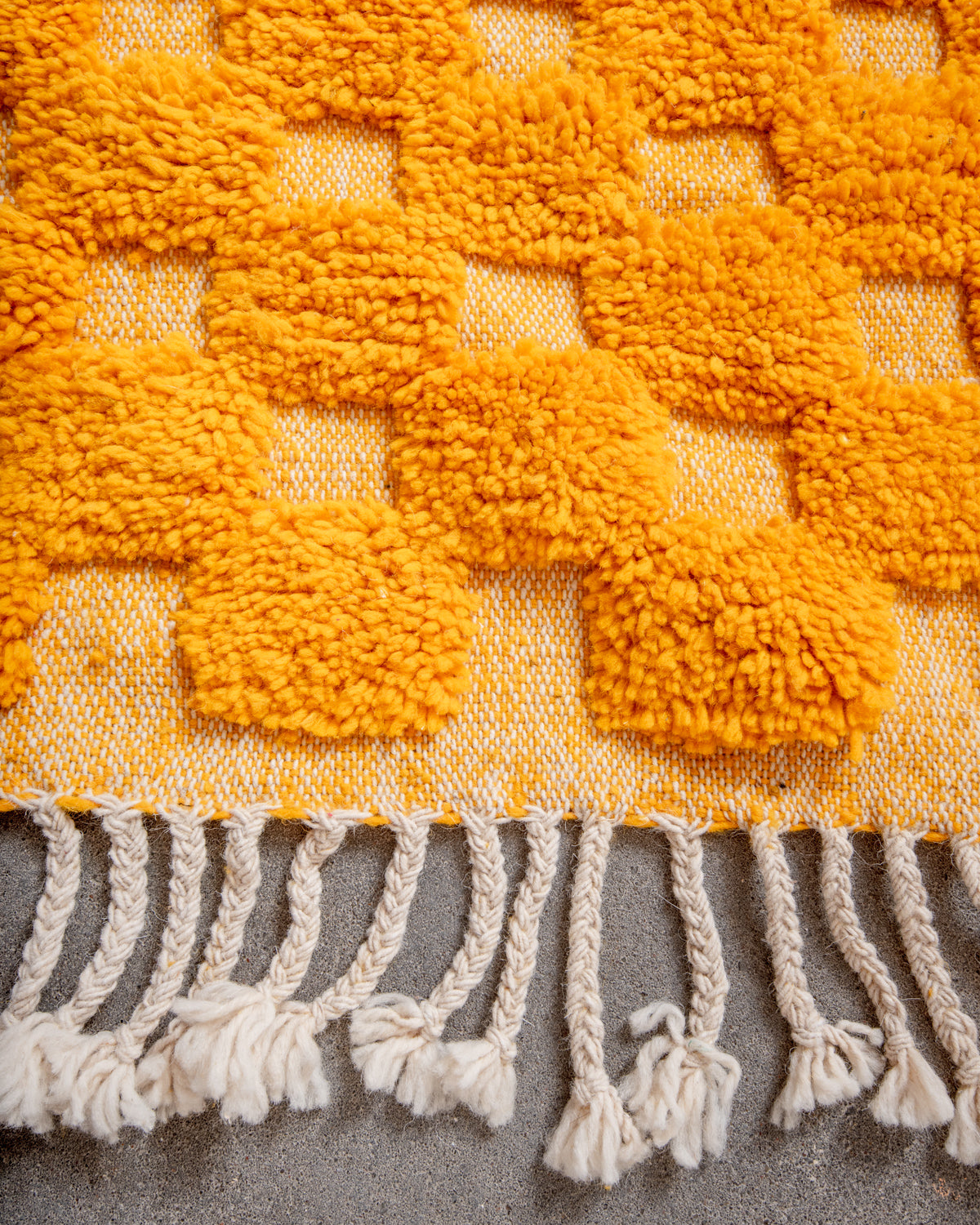 odern, designer, handcrafted Berber rug from Morocco. Beniourain carpet with beautiful colours and patterns and fluffy wool texture.